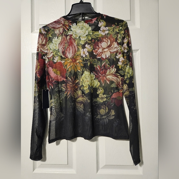 Rachel Roy Sheer Floral Long Sleeve Top - Picture 2 of 2